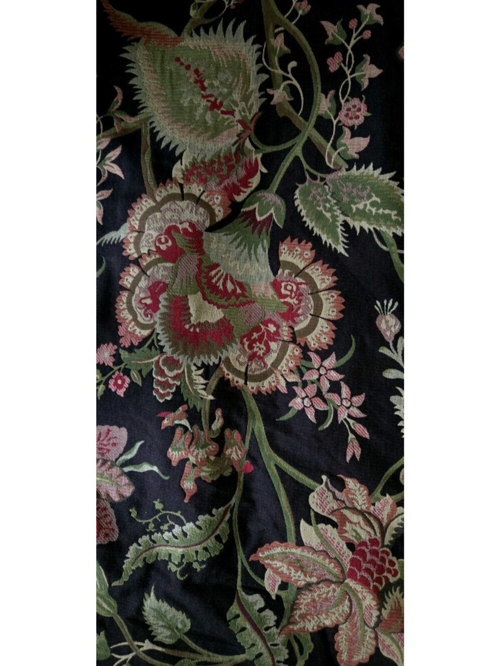 Designer Botanical Tropical Floral Black Background Upholstery Fabric 60" X 6yds